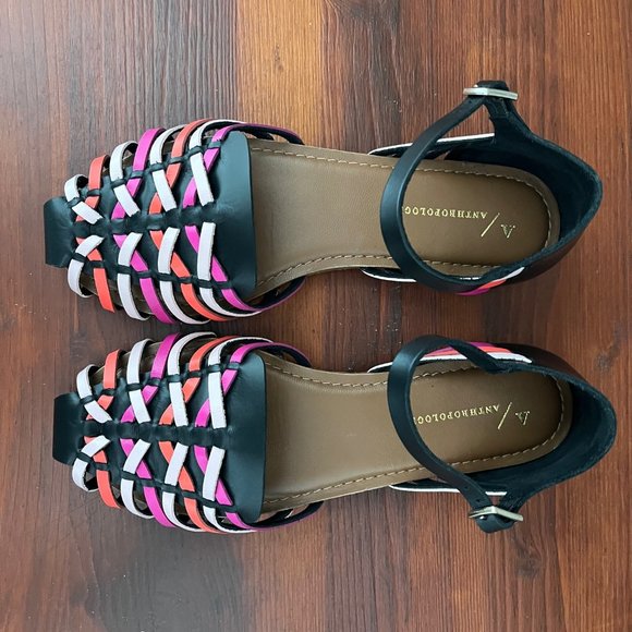 Anthropologie Multicolor Huarache Strap Shoes Size 6 - Picture 3 of 11